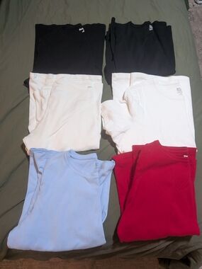 Assorted Crew Neck Tee Bundle - Black, White, Light Blue, Red